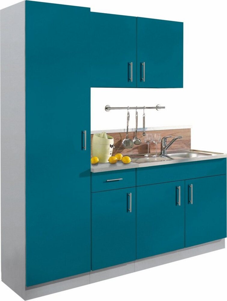 wiho Küchen Küche Kiel, Breite 190 cm mit 28 mm starker Arbeitsplatte, Tiefe 50 cm Bild 1