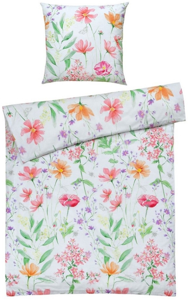 casa NOVA Bettwäsche DALIA, 135 x 200 cm, Weiß, Bunt, Blumen, Renforcé, 2 teilig, mit Reißverschluss Bild 1