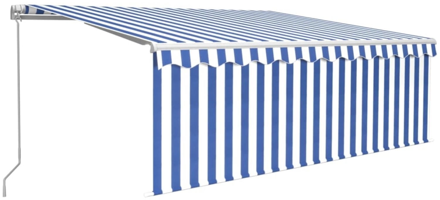 vidaXL Markise Manuell Einziehbar mit Rollo & LED 4,5x3 m Blau & Weiß 3069321 Bild 1
