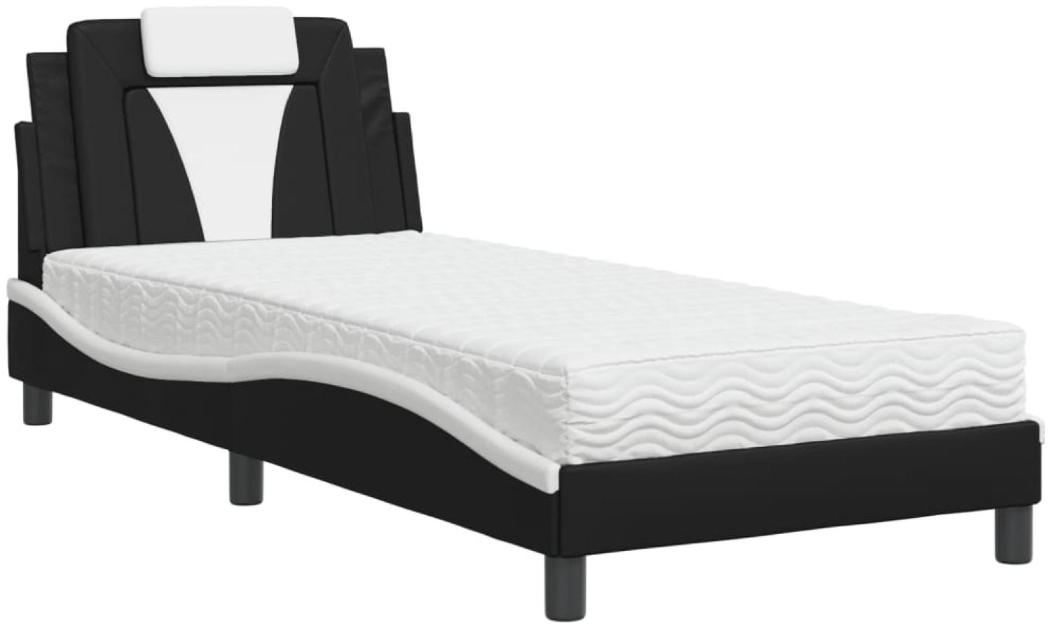 vidaXL Bett "Viana" mit Matratze Schwarz und Weiß 80x200 cm Kunstleder 3208759 Bild 1