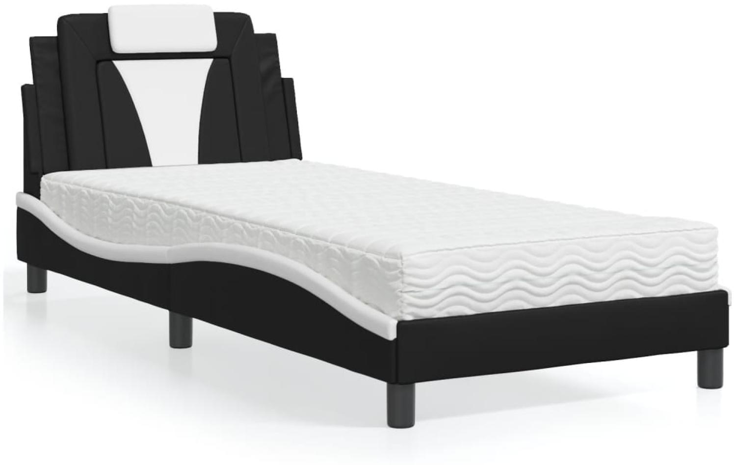 vidaXL Bett mit Matratze Schwarz und Weiß 80x200 cm Kunstleder 3208759 Bild 1