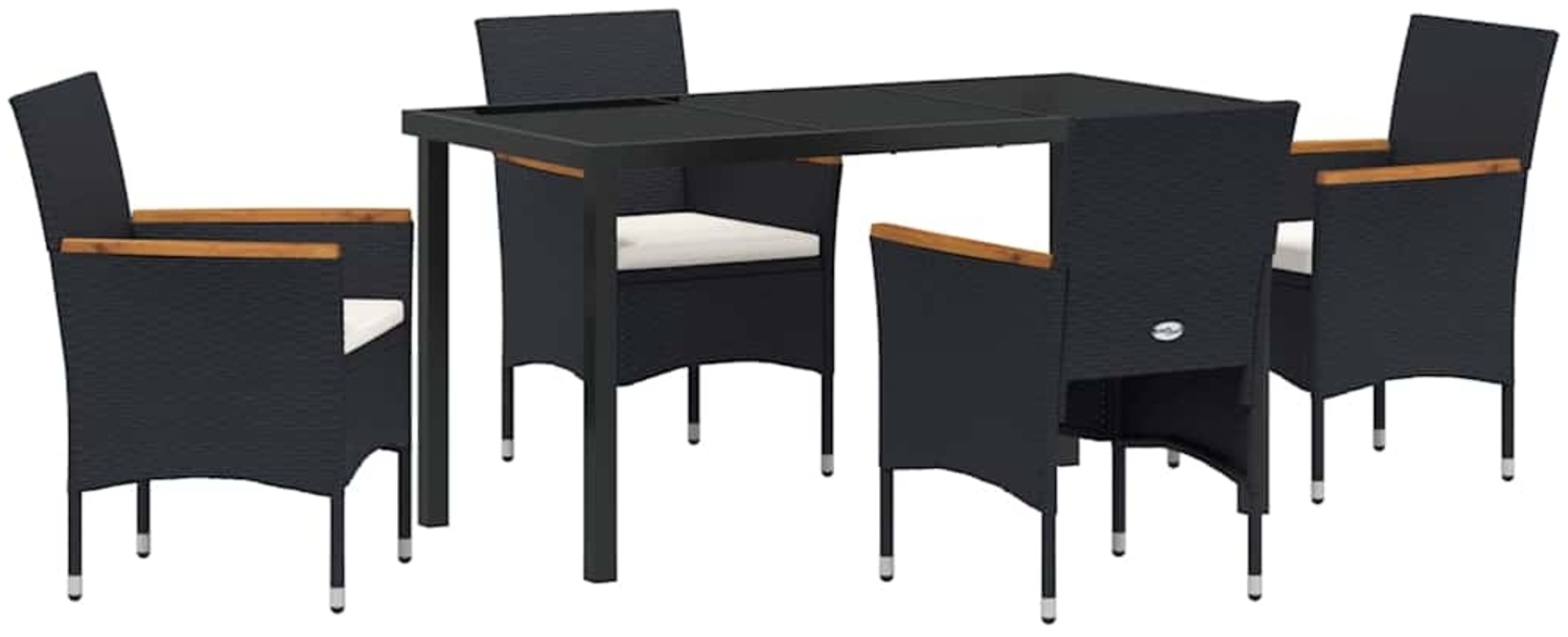 vidaXL Garten Essgruppe mit Kissen 5 pcs Schwarz Poly-Rattan 3379753 Bild 1