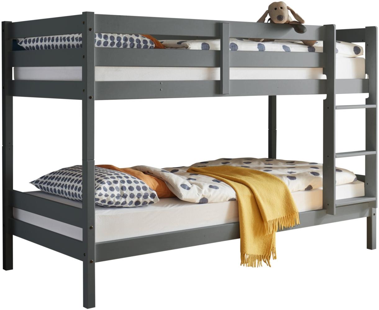 Etagenbett >Moritz< in Kiefer Grau aus Massivholz - 207 x 140 x 97 cm (BxHxT) Bild 1