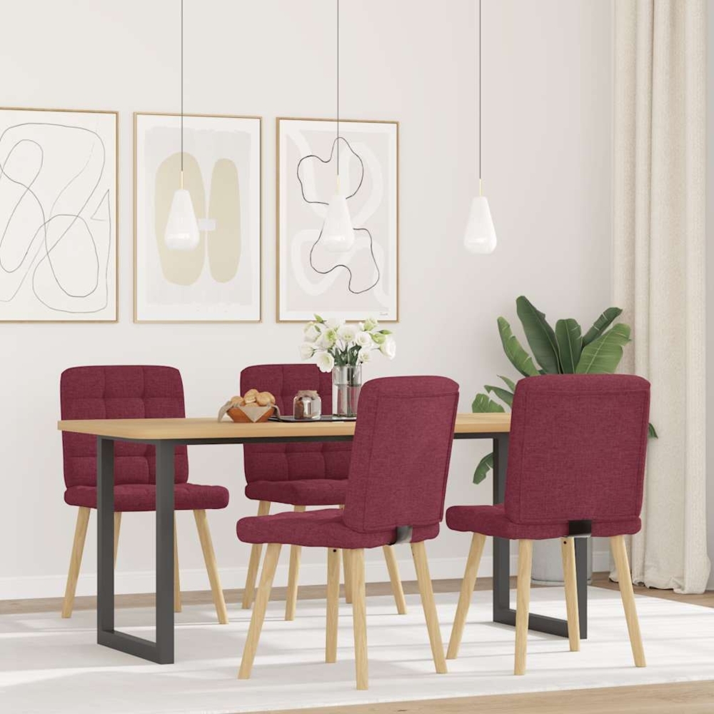 vidaXL Esszimmerstühle 4 Stk. Weinrot Stoff 3315194 Bild 1