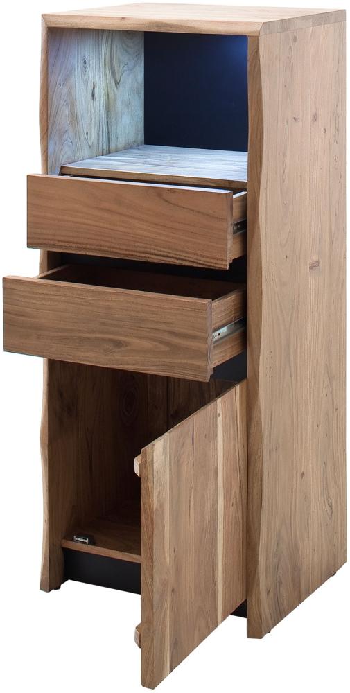 Hochkommode Bria aus Akazie Massivholz in Natur lackiert - 123 cm Hoch Bild 1