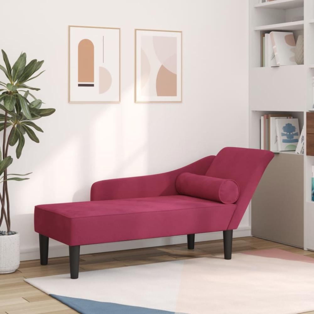 vidaXL Chaiselongue mit Kissen Weinrot Samt Bild 1