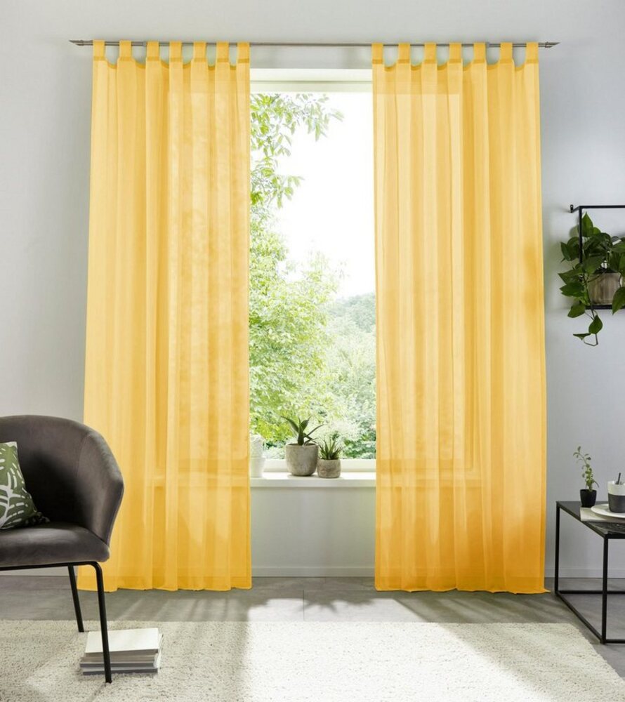 my home Gardine XANA mit Ösen, Kräuselband oder Schlaufen, Schlaufen (1 St), halbtransparent, Voile, Bestseller, einfarbig, 1 bzw. 2 Schals, pflegeleicht, Schal Bild 1