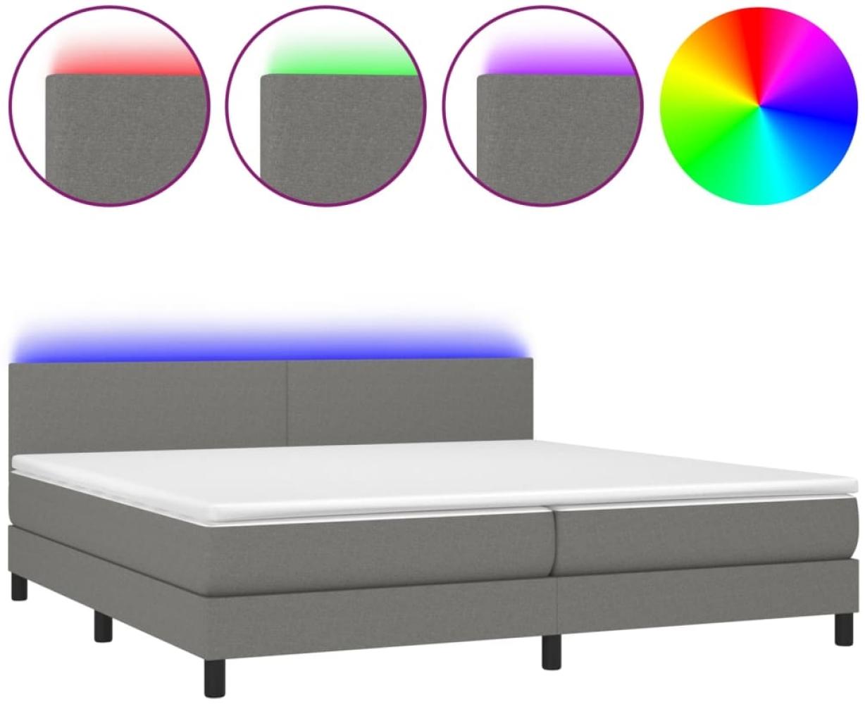 Boxspringbett mit Matratze & LED Stoff Dunkelgrau 200x200 cm, Härtegrad: H2 [3133022] Bild 1