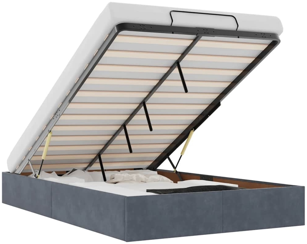 vidaXL Ottoman-Bett ohne Matratze Dunkelgrau 120x190 cm Samt 3310950 Bild 1