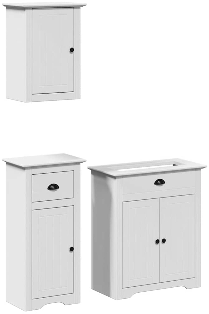 vidaXL 3-tlg. Badmöbel-Set BODO Weiß Massivholz Kiefer 3307647 Bild 1