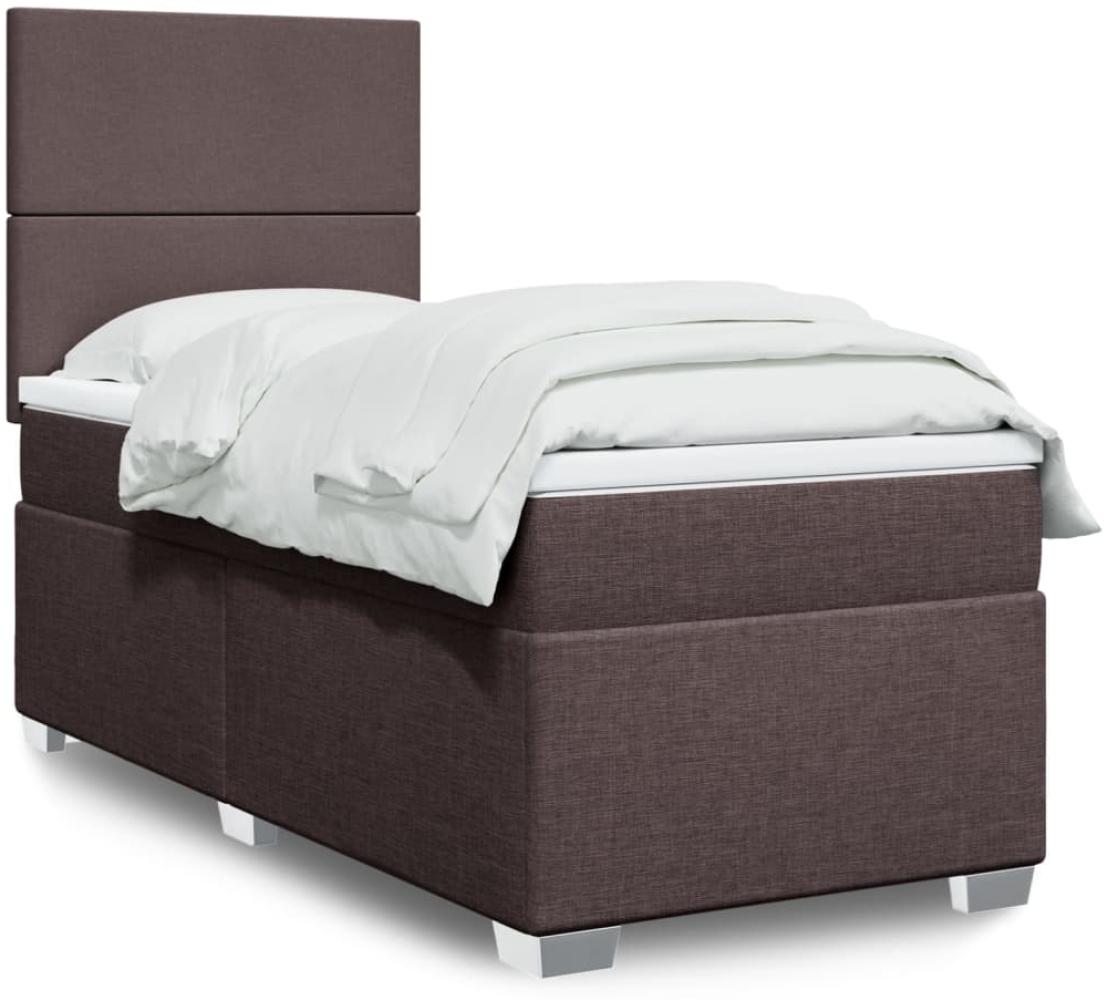 vidaXL Boxspringbett mit Matratze Dunkelbraun 100x200 cm Stoff 3292695 Bild 1