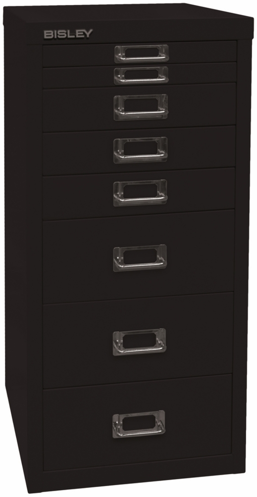 Bisley Multidrawer Schubladenschrank aus Metall mit 8 Schubladen DIN A4 ohne Sockel - Farbe: Schwarz, L298-633 Bild 1