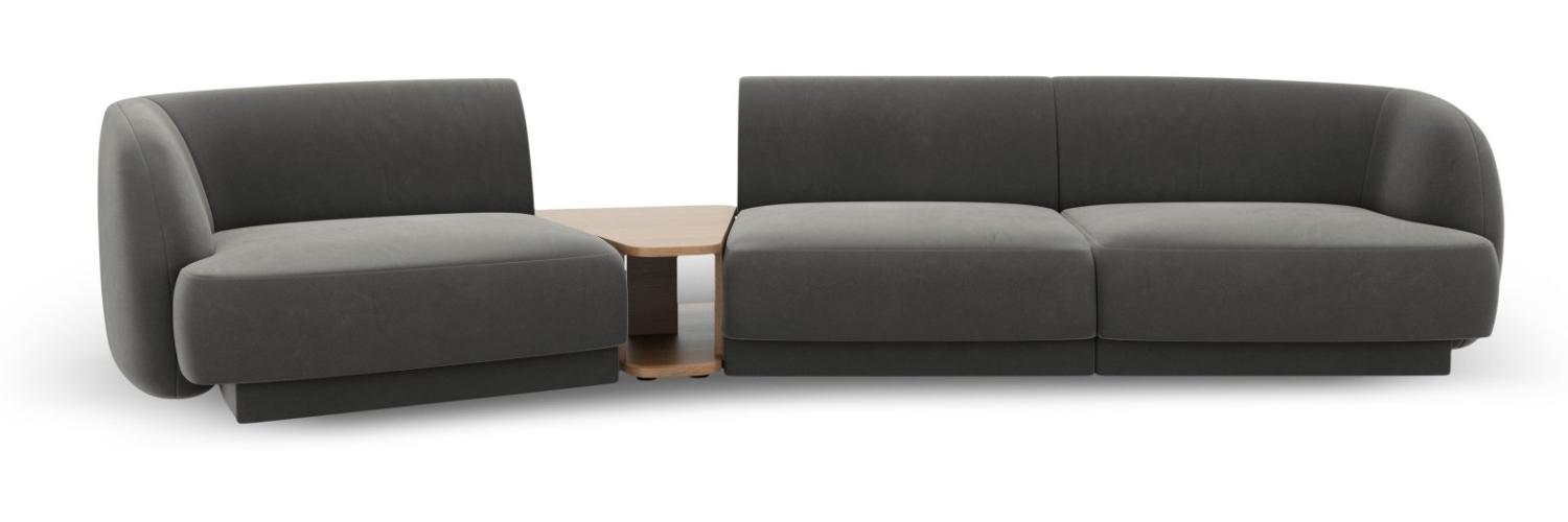 Micadoni Modulares Sofa Miley 3-Sitzer Links Samtstoff Hellgrau Bild 1