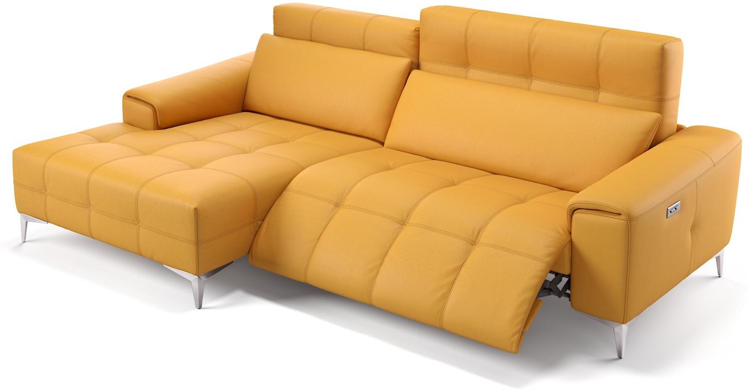 Sofanella SALENTO Ecksofa Ledercouch Funktionssofa Sofa in Gelb M: 262 x 163 Breite x 100 Tiefe Bild 1