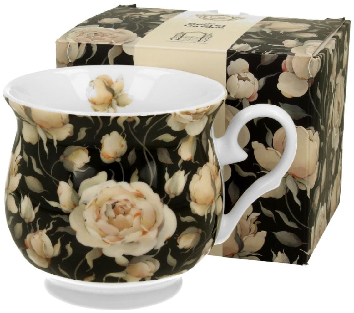 DUO FLORAL Retro Becher 500 ml ENGLISH ROSES BLACK New Bone China Porzellan Bild 1