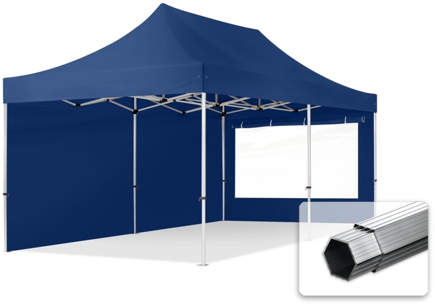 3x6 m Faltpavillon PROFESSIONAL Alu 40mm, Seitenteile mit Panoramafenstern, blau Bild 1