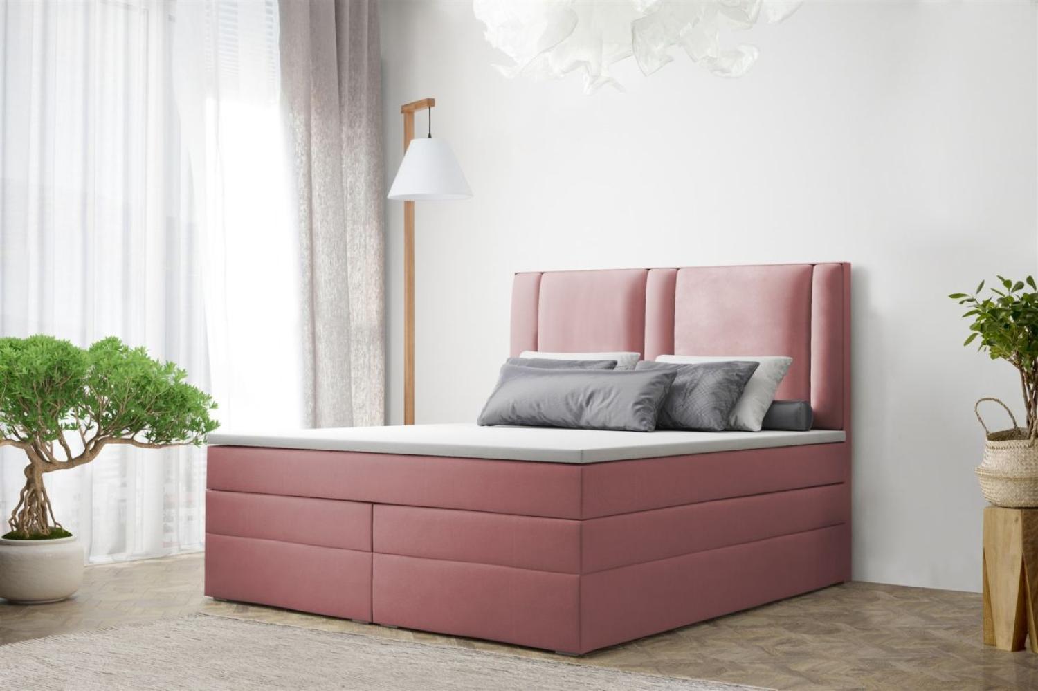 Boxspringbett Schlafzimmerbett CANDELA DELUX 140x200cm in Stoff Altrosa Bild 1