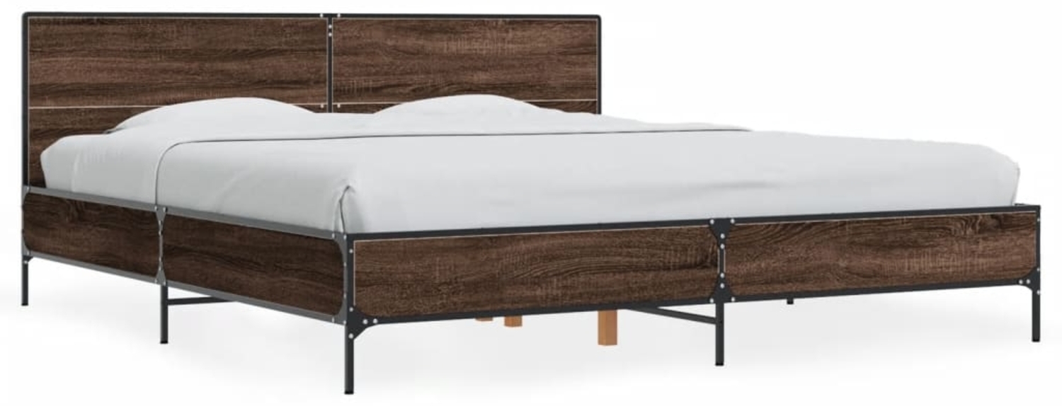 vidaXL Bettgestell Braun Eichen-Optik 200x200 cm Holzwerkstoff Metall 3280021 Bild 1