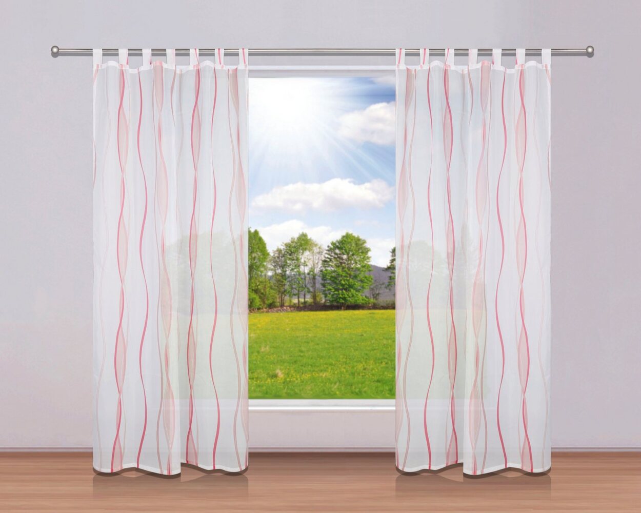 my home Gardine DIMONA, Schlaufen (2 St), transparent, Voile, 2-er Set, Voile, Polyester, Wellen Bild 1