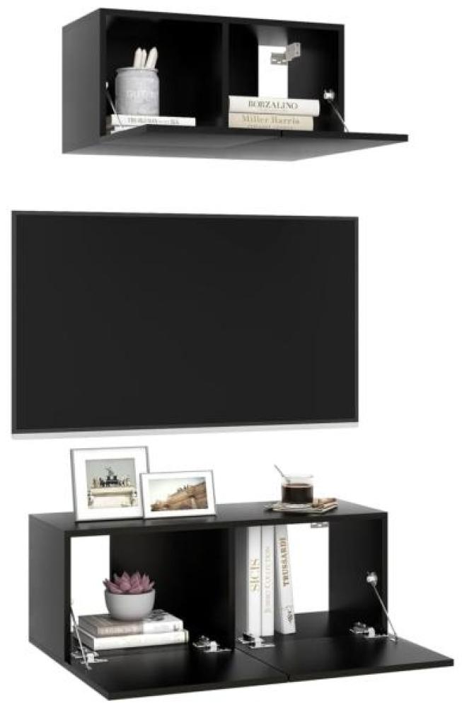 vidaXL 2-tlg. TV-Schrank-Set Schwarz Spanplatte [3078805] Bild 1