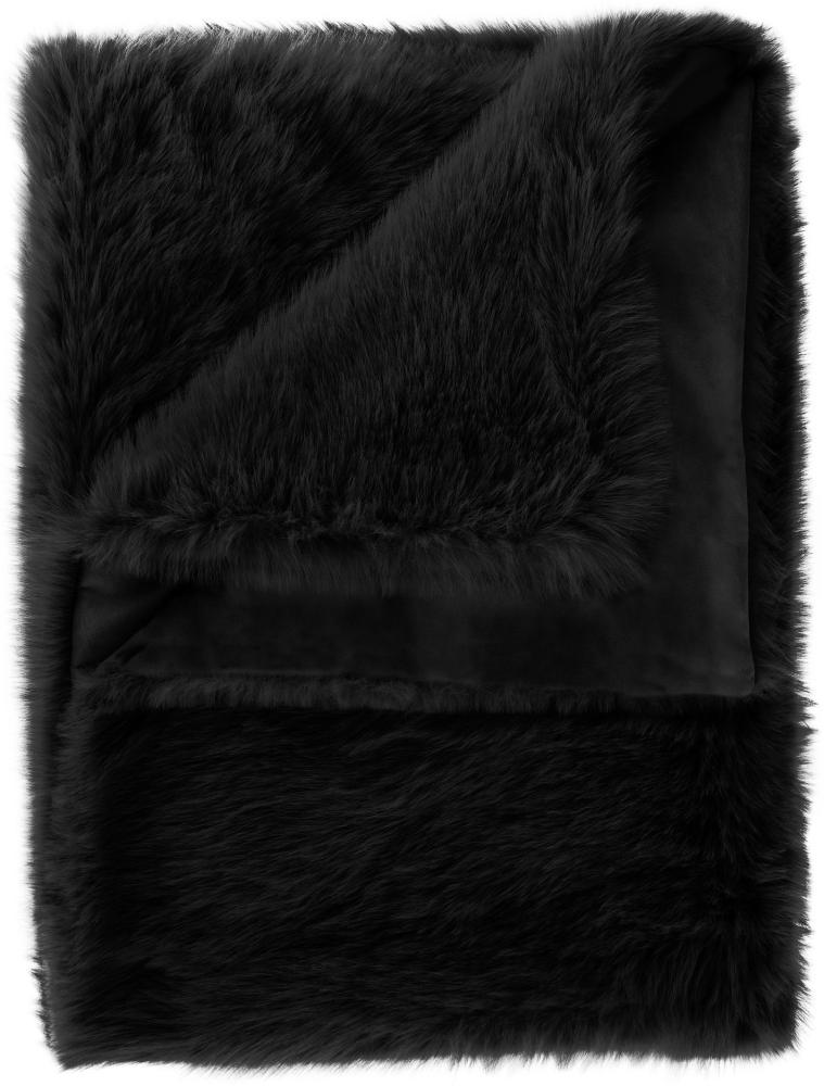 Heckett Lane Perle Felldecke Kuscheldecke Zotteldecke Plaid 140x200 Black is Black Bild 1