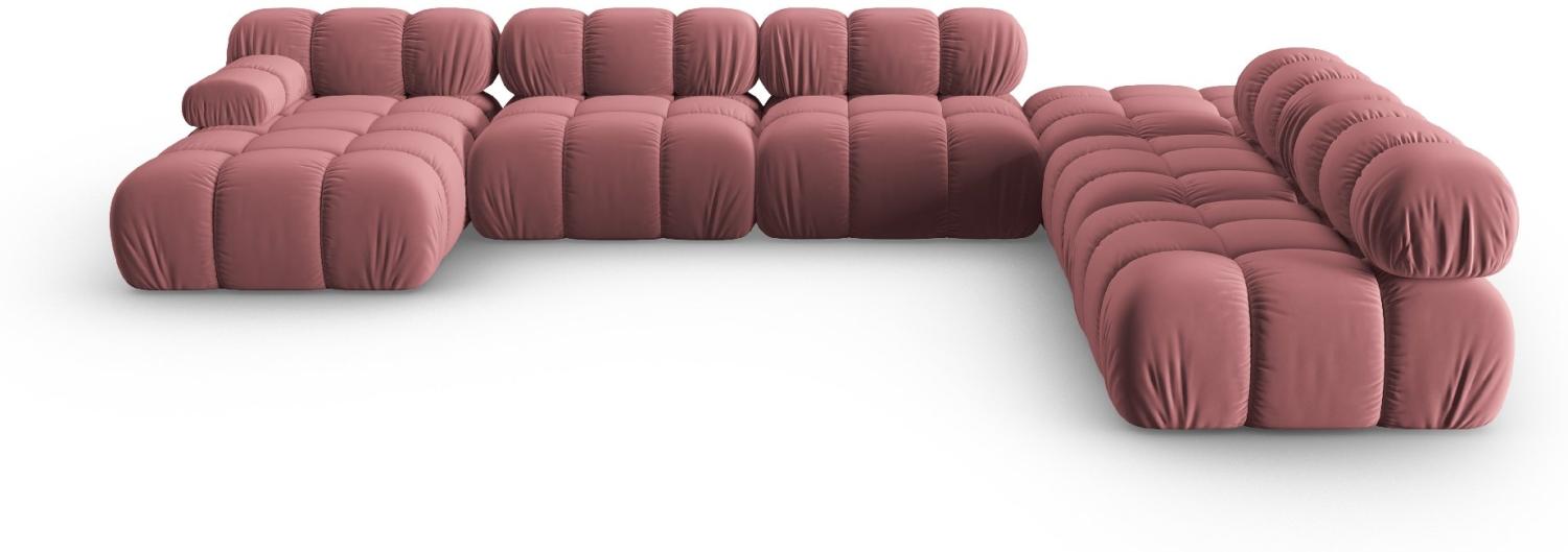 Micadoni Modulares Panorama Ecksofa Bellis 7-Sitzer Rechts Samtstoff Rosa Bild 1