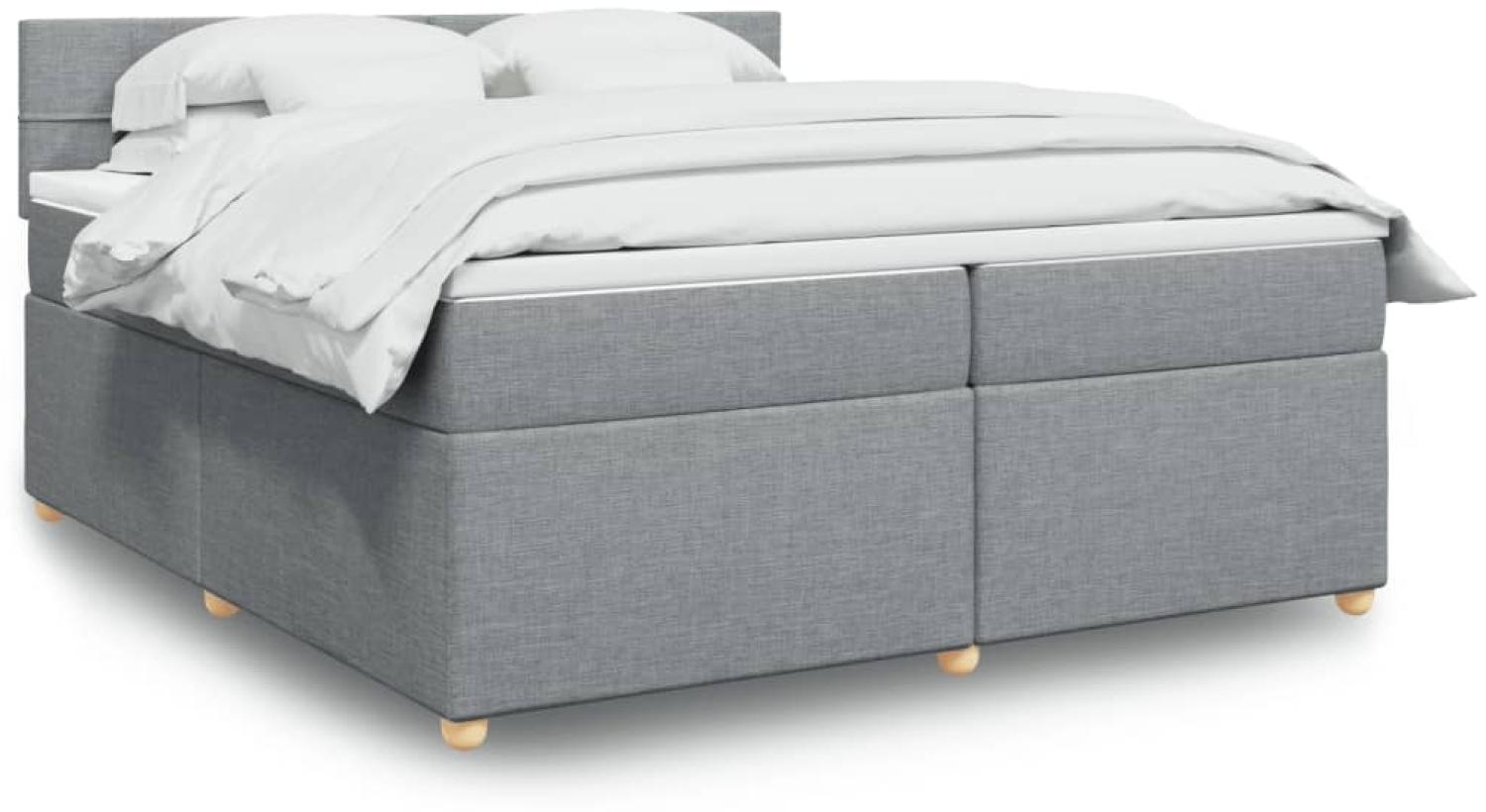 vidaXL Boxspringbett mit Matratze Hellgrau 200x200 cm Stoff 3289087 Bild 1