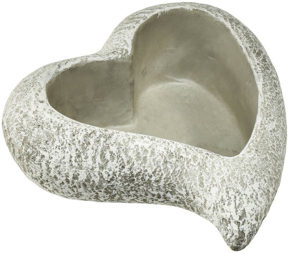 Viana Pflanzschale Steinguss Herz Pflanzschale Grau Weiß Deko Pflanzherz 19×19×7cm Bild 1
