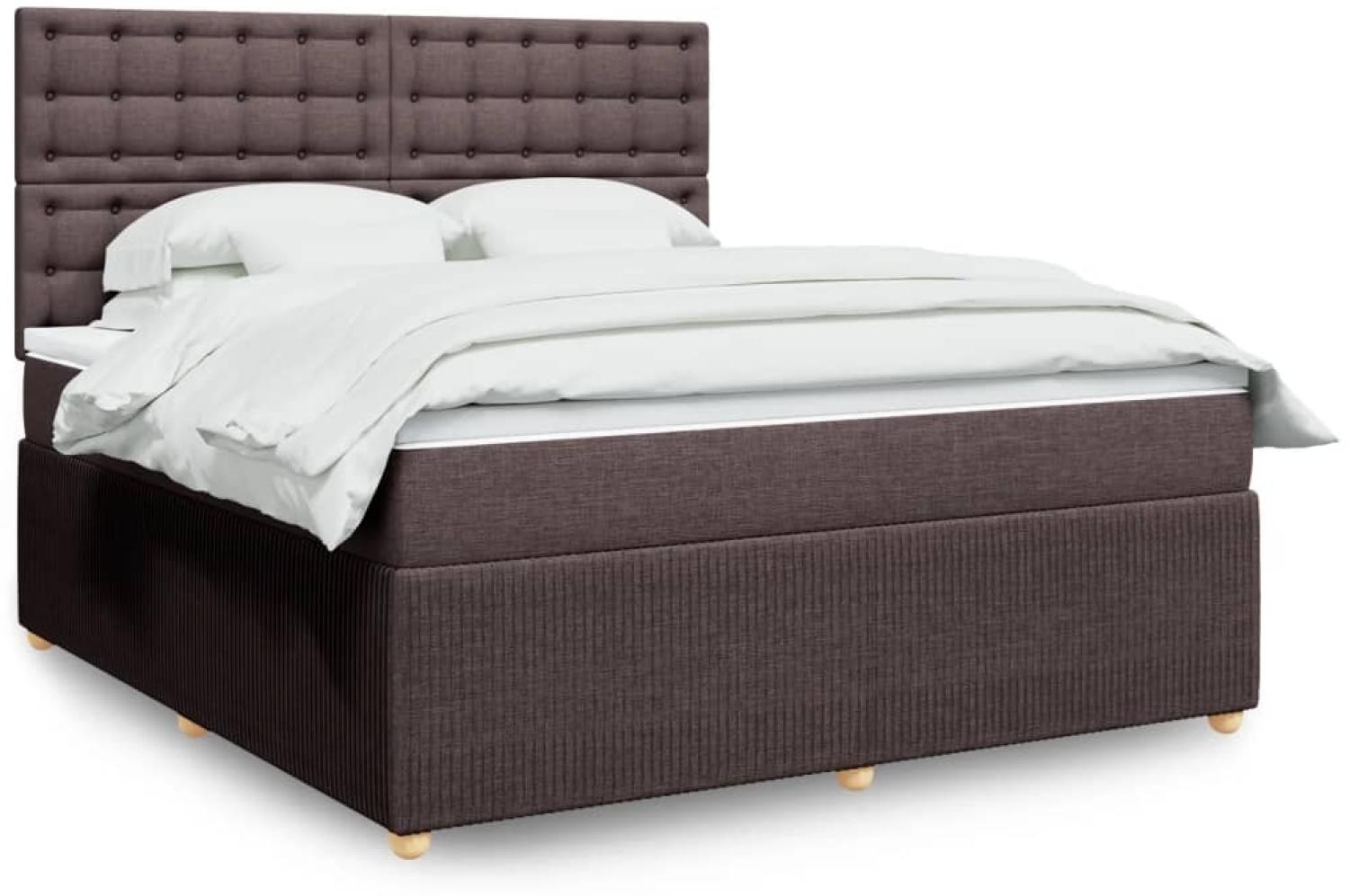 vidaXL Boxspringbett mit Matratze Dunkelbraun 180x200 cm Stoff 3294452 Bild 1