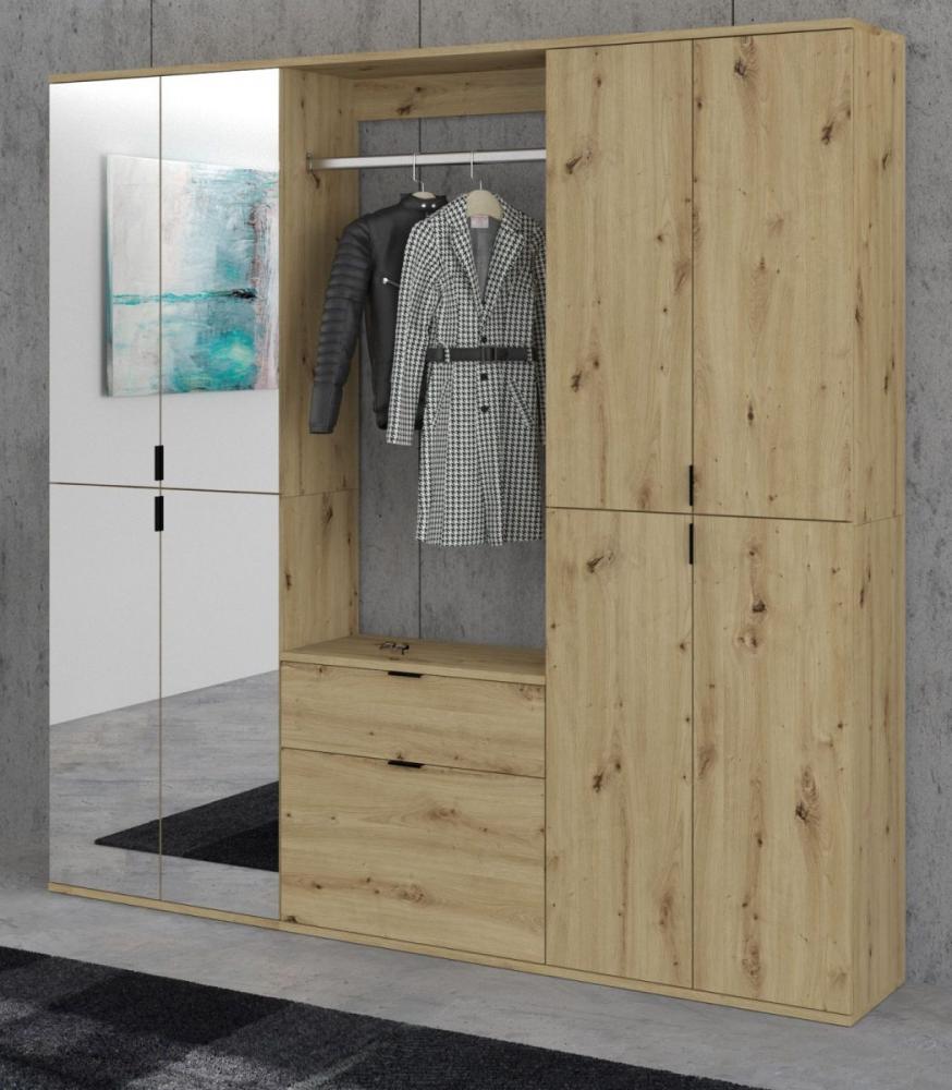 Garderobe mit Spiegel Line-Up in Eiche 183 x 193 cm Bild 1