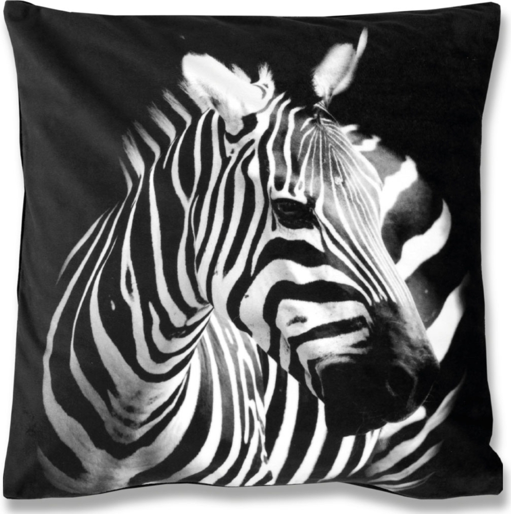 Bestlivings Dekokissen Fotodruck Motiv in 40x40 cm, Flauschig weiches Kissen in vielen Motiven erhältlich ( Design: Zebra ) Bild 1