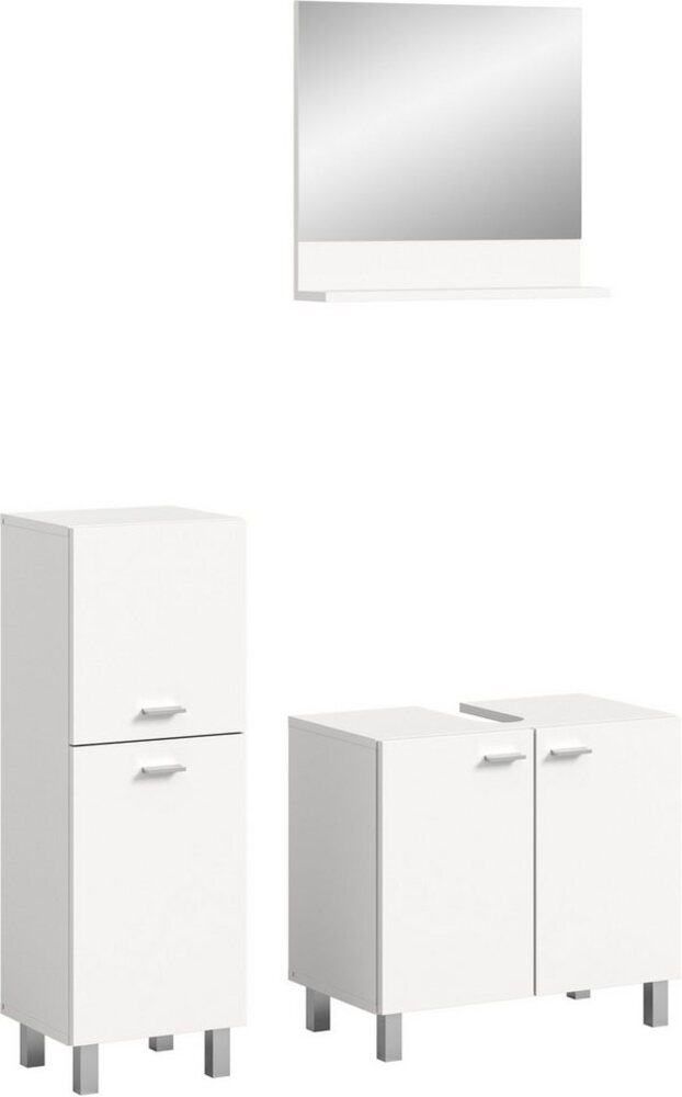 welltime Badmöbel-Set Tampa, Breite 102cm, 3-teilig, (3-St), Waschbeckenunterschrank, Spiegel, Midischrank Bild 1