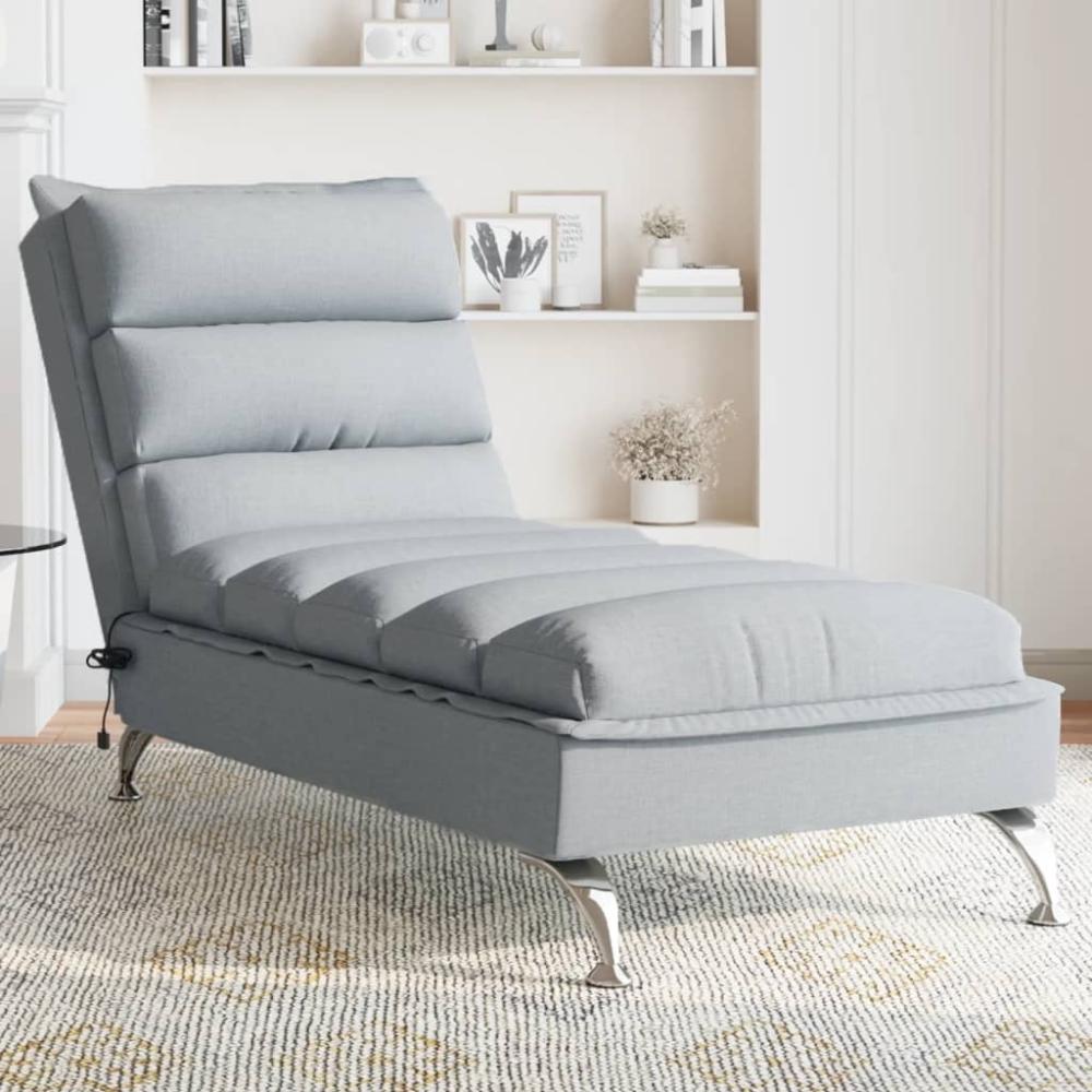 vidaXL Massage-Chaiselongue mit Kissen Hellgrau Stoff 379475 Bild 1