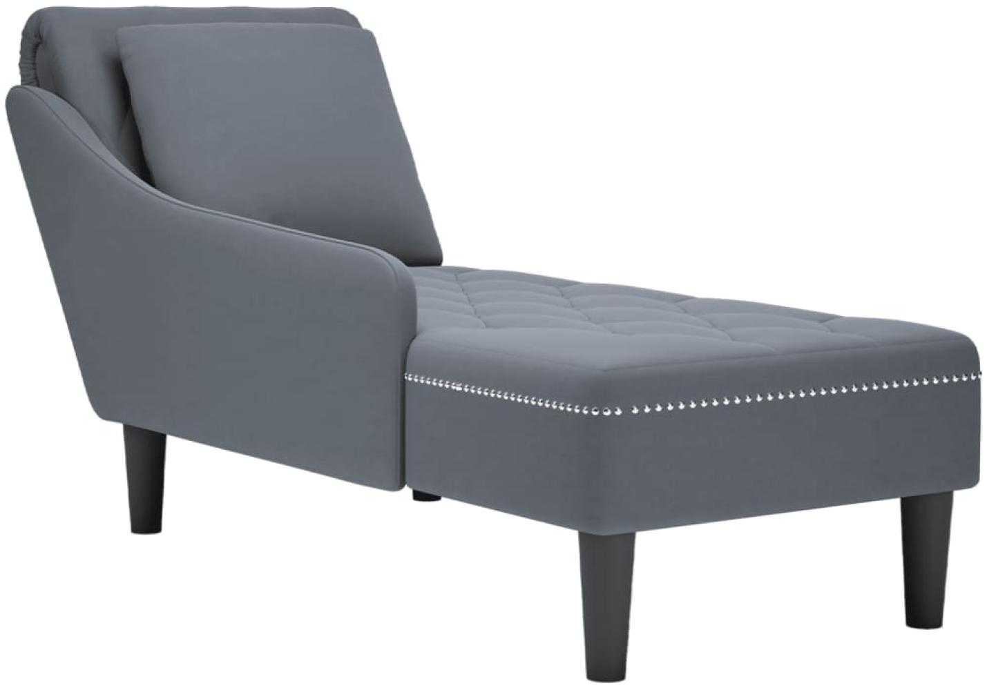 vidaXL Chaiselongue mit Kissen und Rechter Armlehne Dunkelgrau Samt 4009773 Bild 1