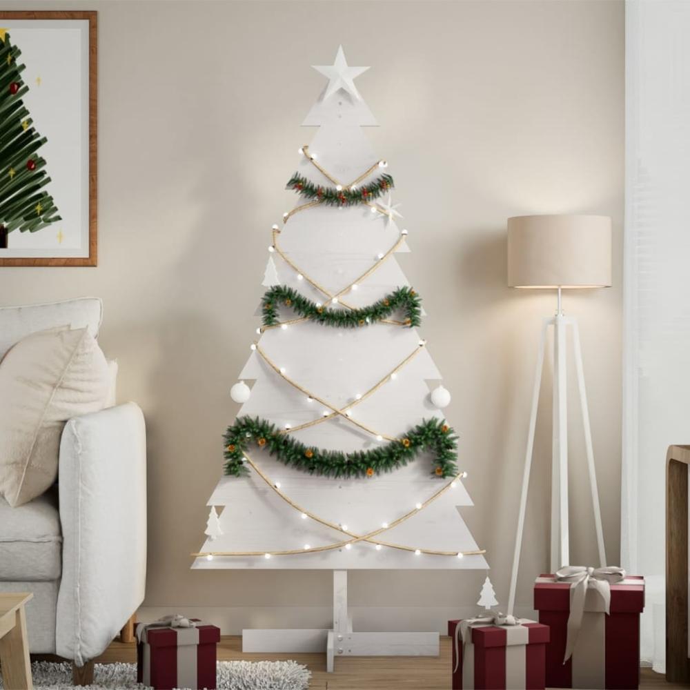 vidaXL Weihnachtsbaum zum Schmücken Weiß 150 cm Massivholz Kiefer 858193 Bild 1