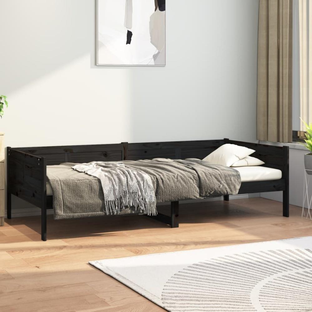 vidaXL Tagesbett Schwarz Massivholz Kiefer 90x190 cm [820251] Bild 1