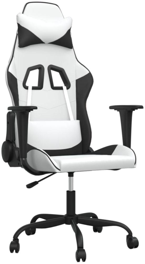 vidaXL Gaming-Stuhl mit Massagefunktion Weiß und Schwarz Kunstleder 345409 Bild 1