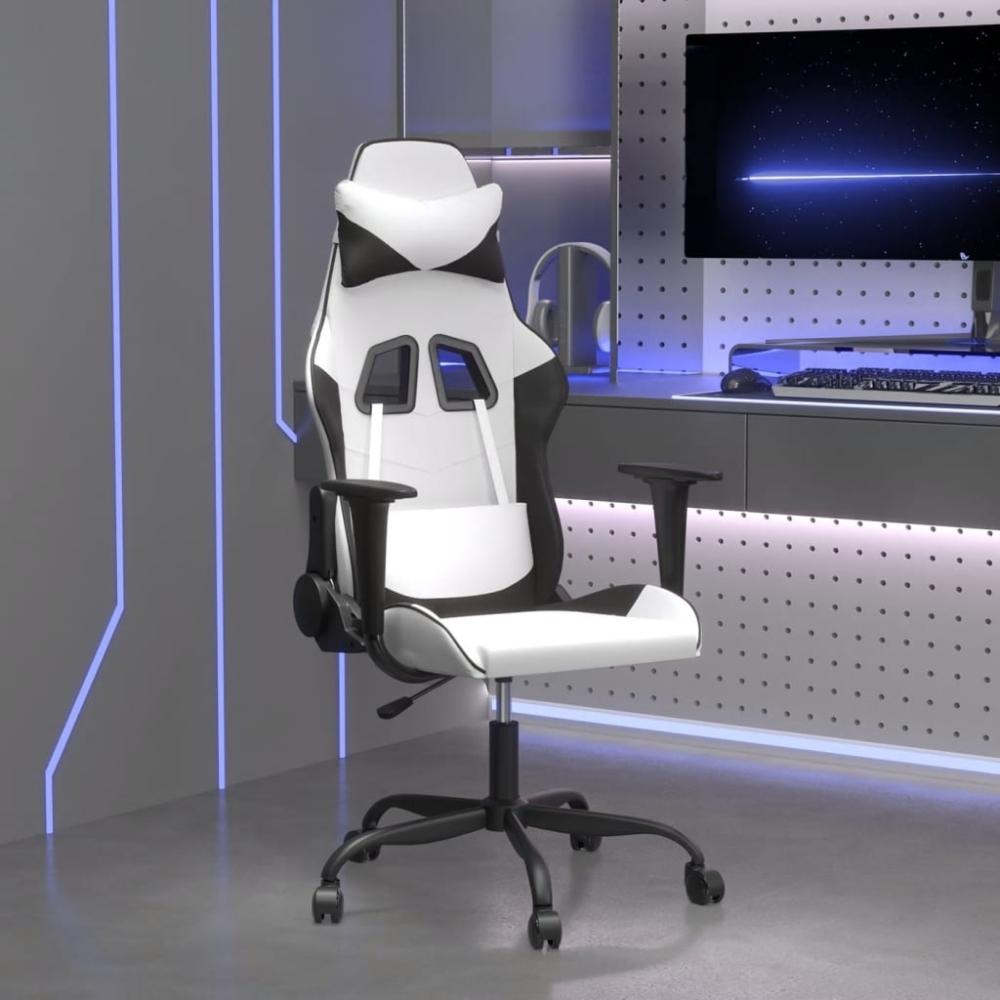 vidaXL Gaming-Stuhl mit Massagefunktion Weiß und Schwarz Kunstleder 345409 Bild 1