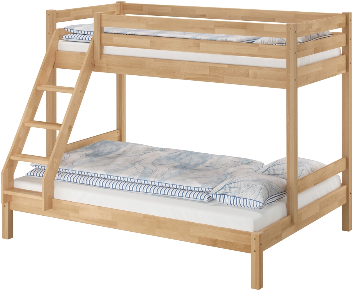 Stabiles Stockbett Etagenbett 90x200 u 140x200 Buche massiv lackiert V-60.14-09-14ohne Zubehör Bild 1