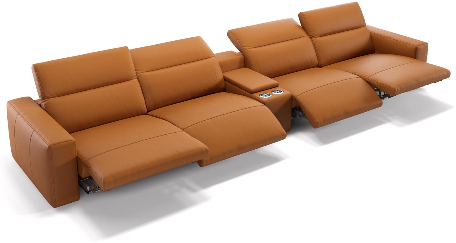 Sofanella Ledercouch LENOLA Kinosofa Homecinema Kinositz in Cognac XL: 426 Breite x 109 Tiefe Bild 1