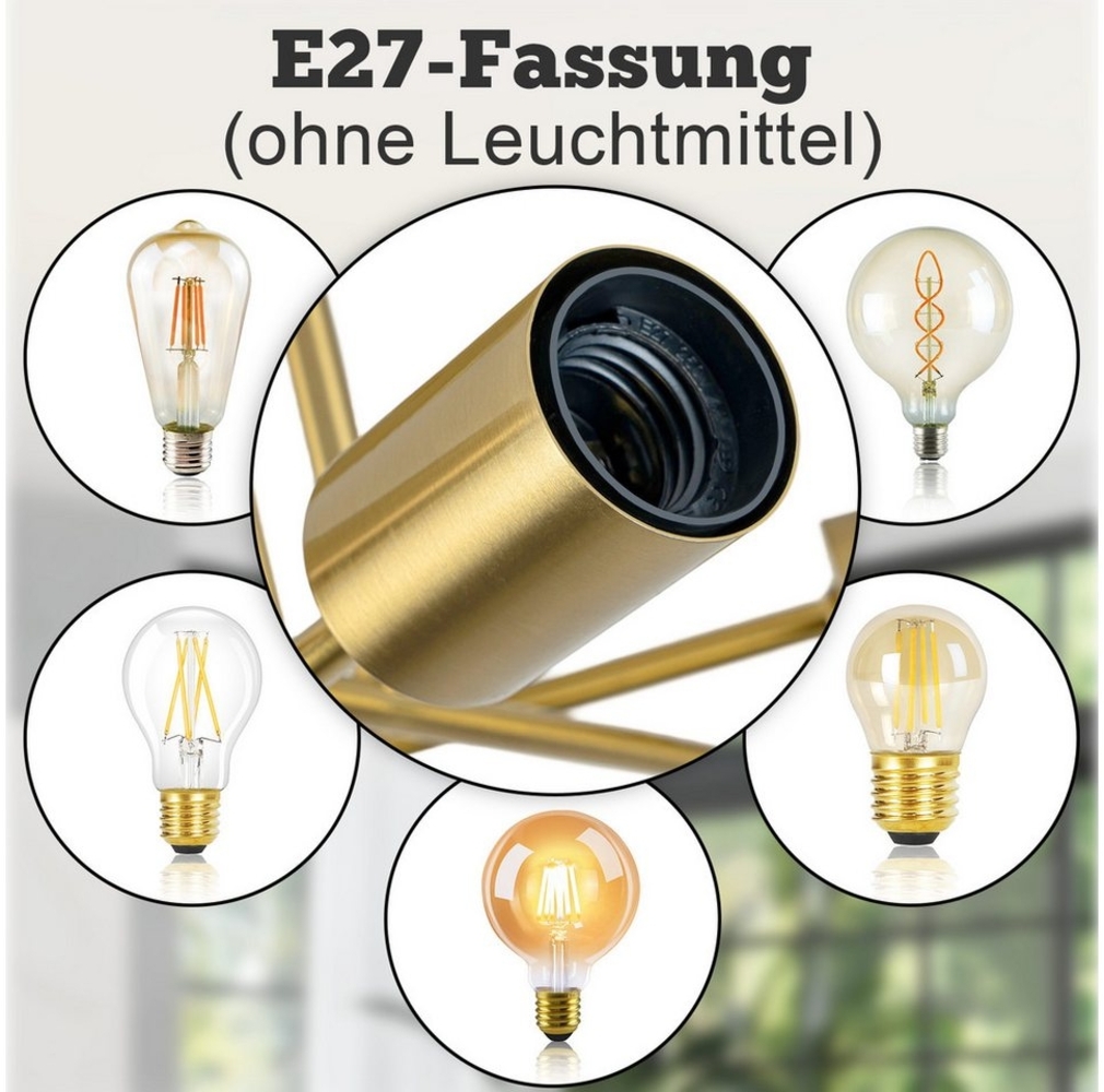 ZMH Deckenleuchten 6 Flammig Deckenlampe Vintage Retro ohne Leuchtmittel für Schlafzimmer, LED wechselbar, Deckenlampe Vintage Retro Bild 1