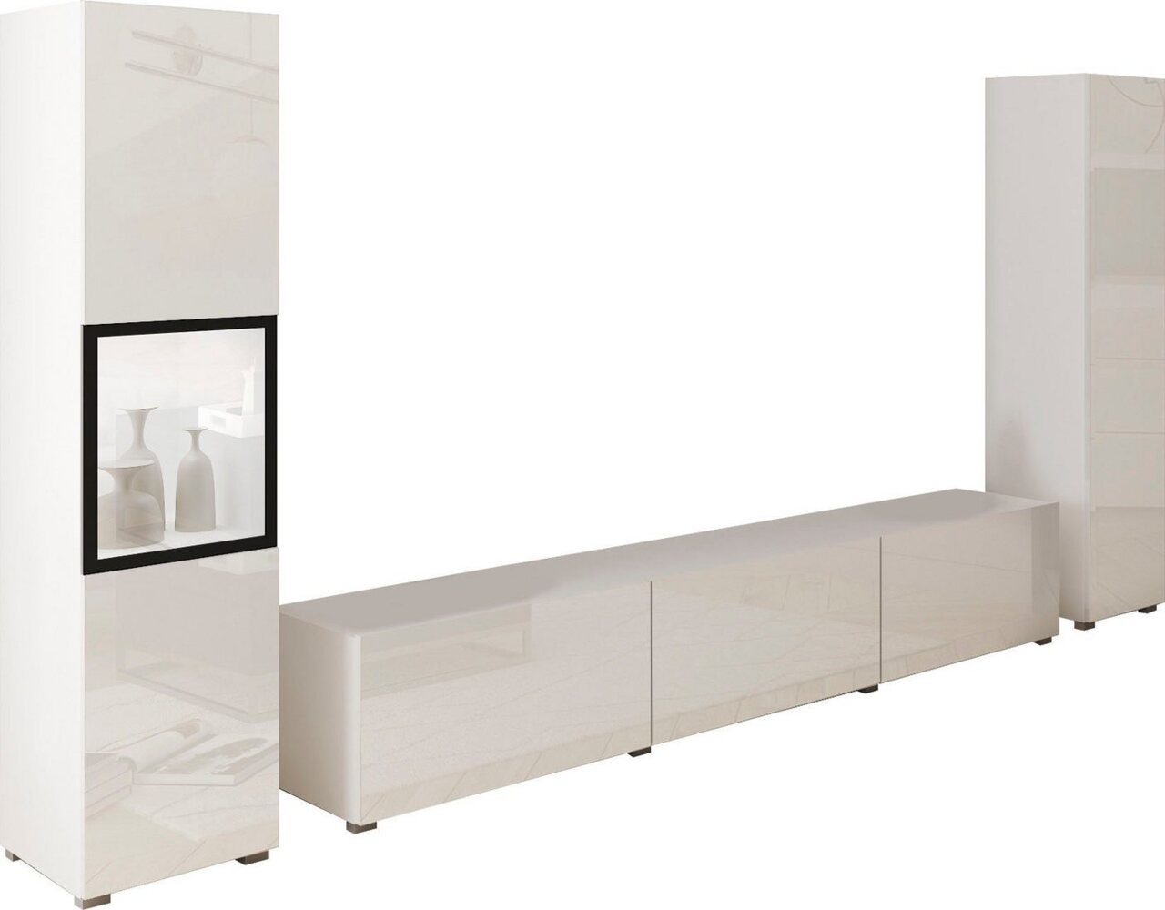 INOSIGN Wohnwand BERLIN III, (Komplett-Set, 3-St), moderne grifflose Mediawand Breite 260 cm, Vitrine mit Verglasung Bild 1