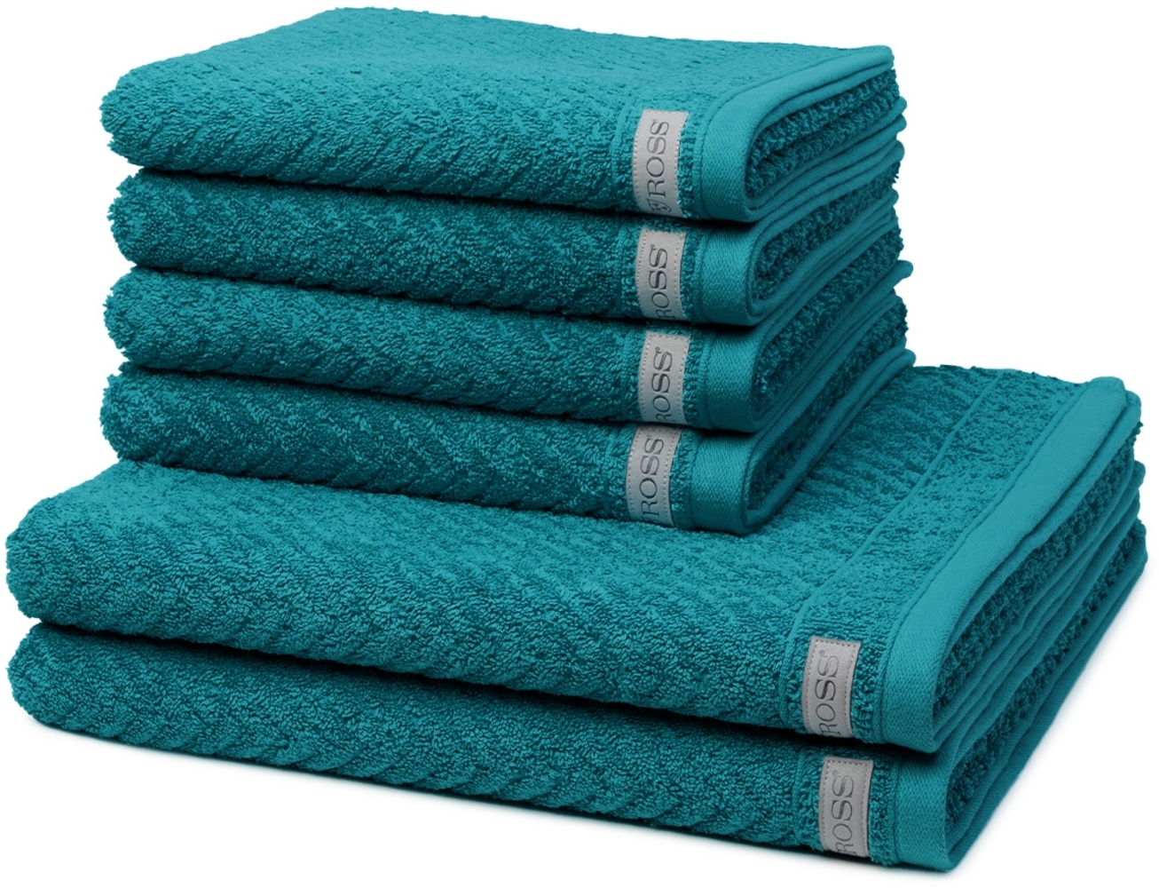 Ross Smart 6 tlg. Frottier-Set - 4 X Handtuch (50 X 100cm), 2 X Duschtuch (70 X 140cm) - 520 g/m2 - Smaragdgrün Bild 1