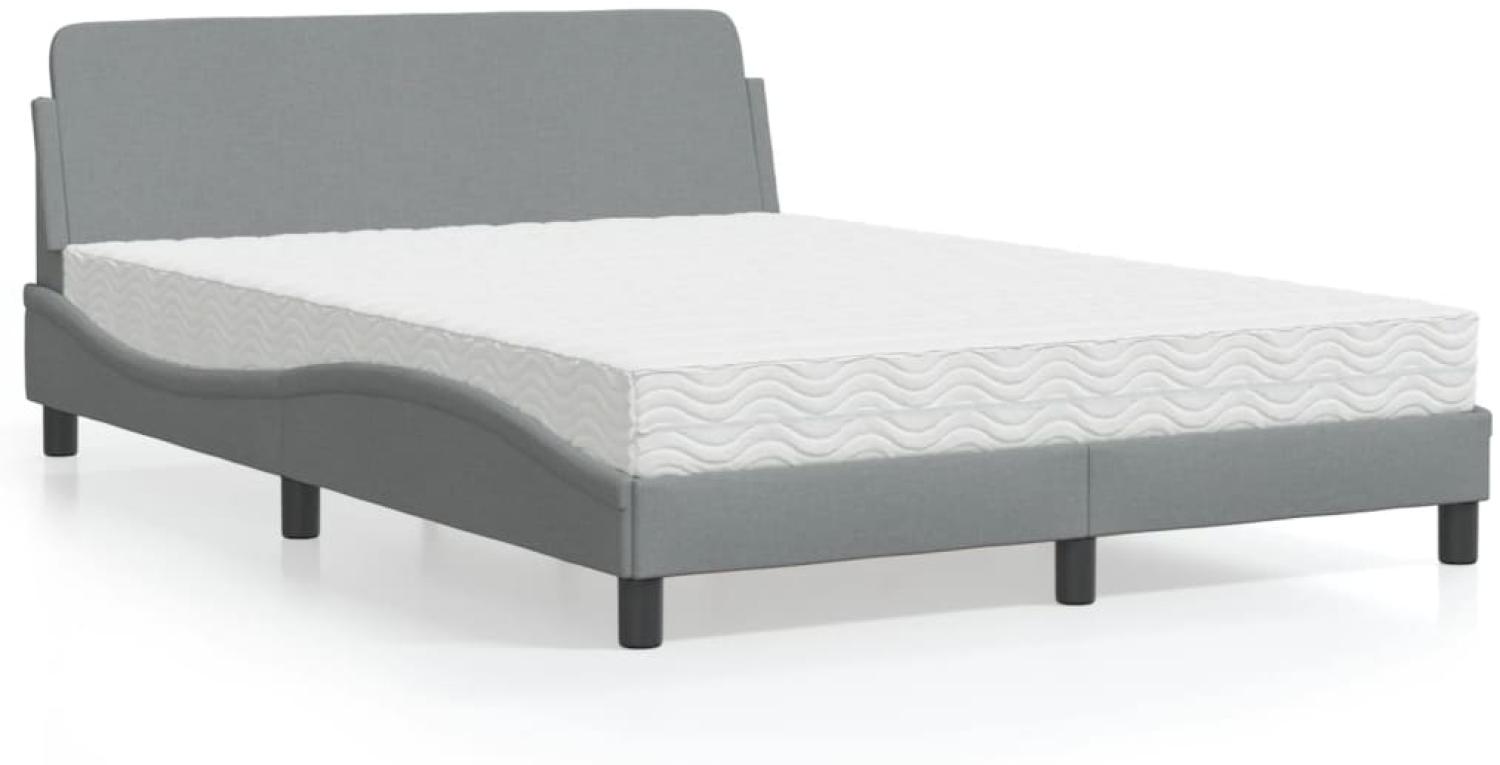 vidaXL Bett mit Matratze Hellgrau 140x190 cm Stoff 3208384 Bild 1