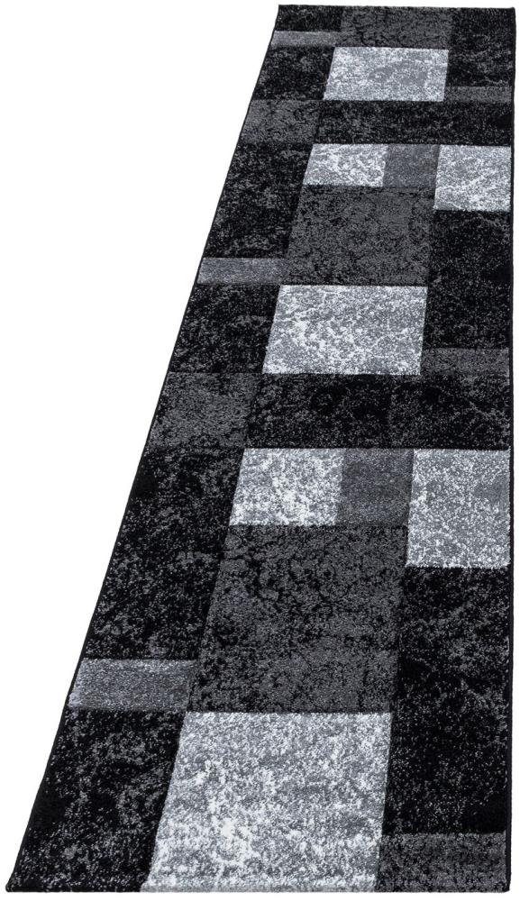Kurzflor Teppich Hara Läufer - 80x300 cm - Schwarz Bild 1