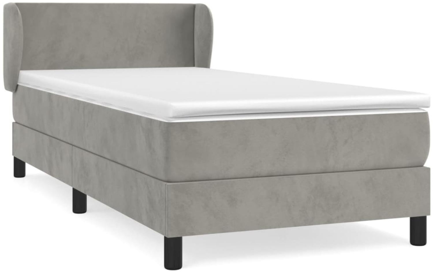 vidaXL Boxspringbett mit Matratze Hellgrau 90x190 cm Samt 3127343 Bild 1