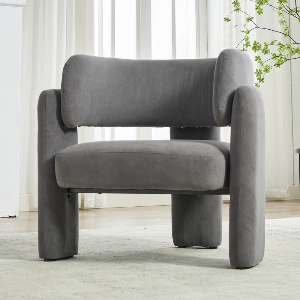 Merax Moderner Grauer Lounge-Sessel, 78x52x74 cm – Robuster Einzelsitz für Wohnzimmer, bis zu 250 lbs belastbar Bild 1