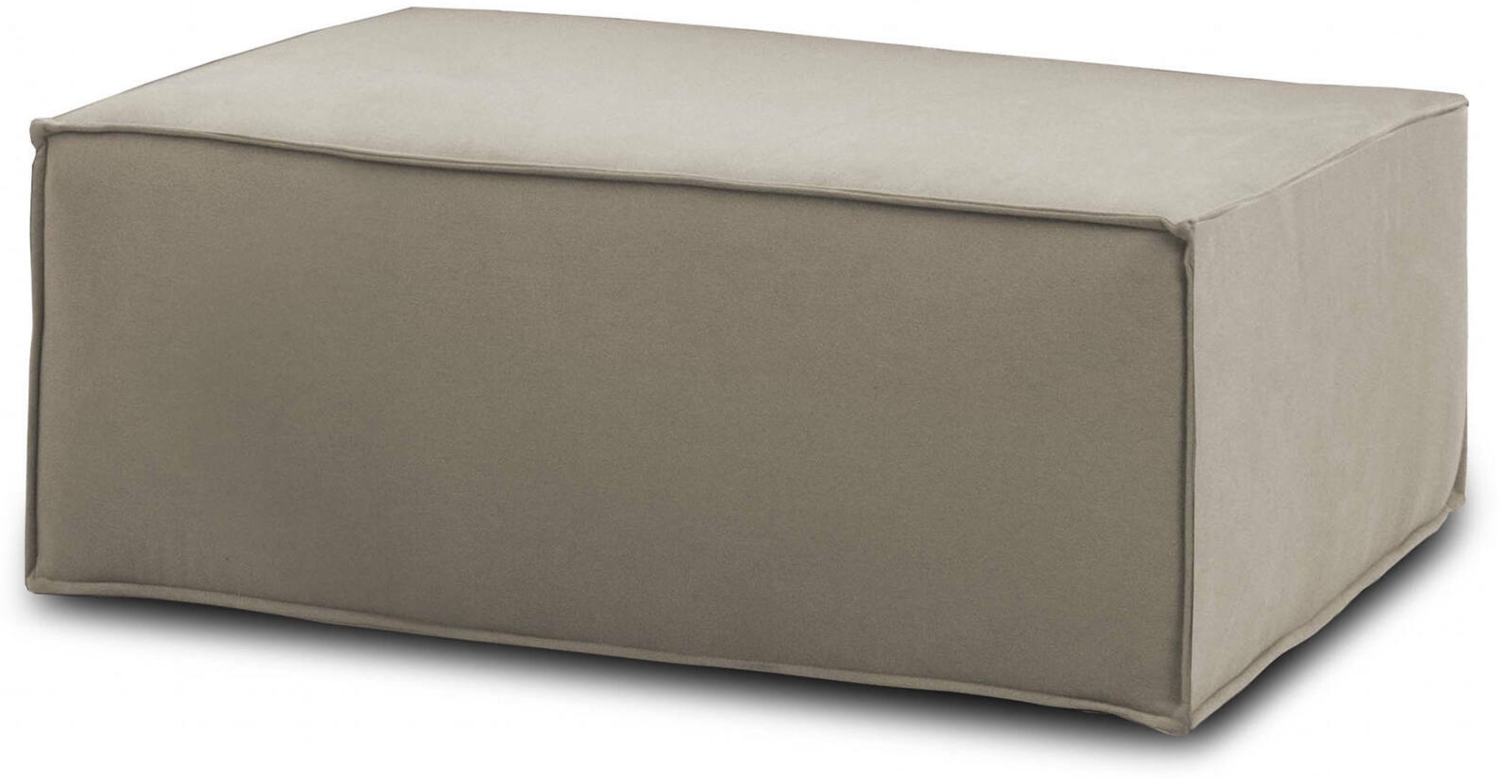 Dmora Assisi-Pouf, Wohnzimmer-Pouf, Relaxsessel aus gepolstertem Stoff, 100 % Made in Italy, 100 x 70 x 43 cm, Taupe Bild 1