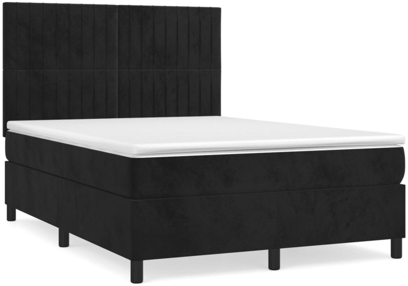 vidaXL Boxspringbett mit Matratze Schwarz 140x200 cm Samt 3143147 Bild 1