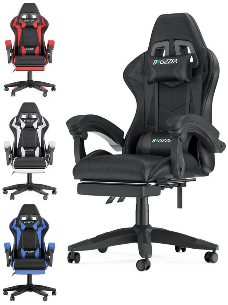 BIGZZIA Bürostuhl Gaming Stuhl mit Fußstütze - Gamer Stühle Ergonomisch mit Lendenkissen, Kopfstütze Gaming Chair Höhenverstellbar Computerstuhl Bild 1